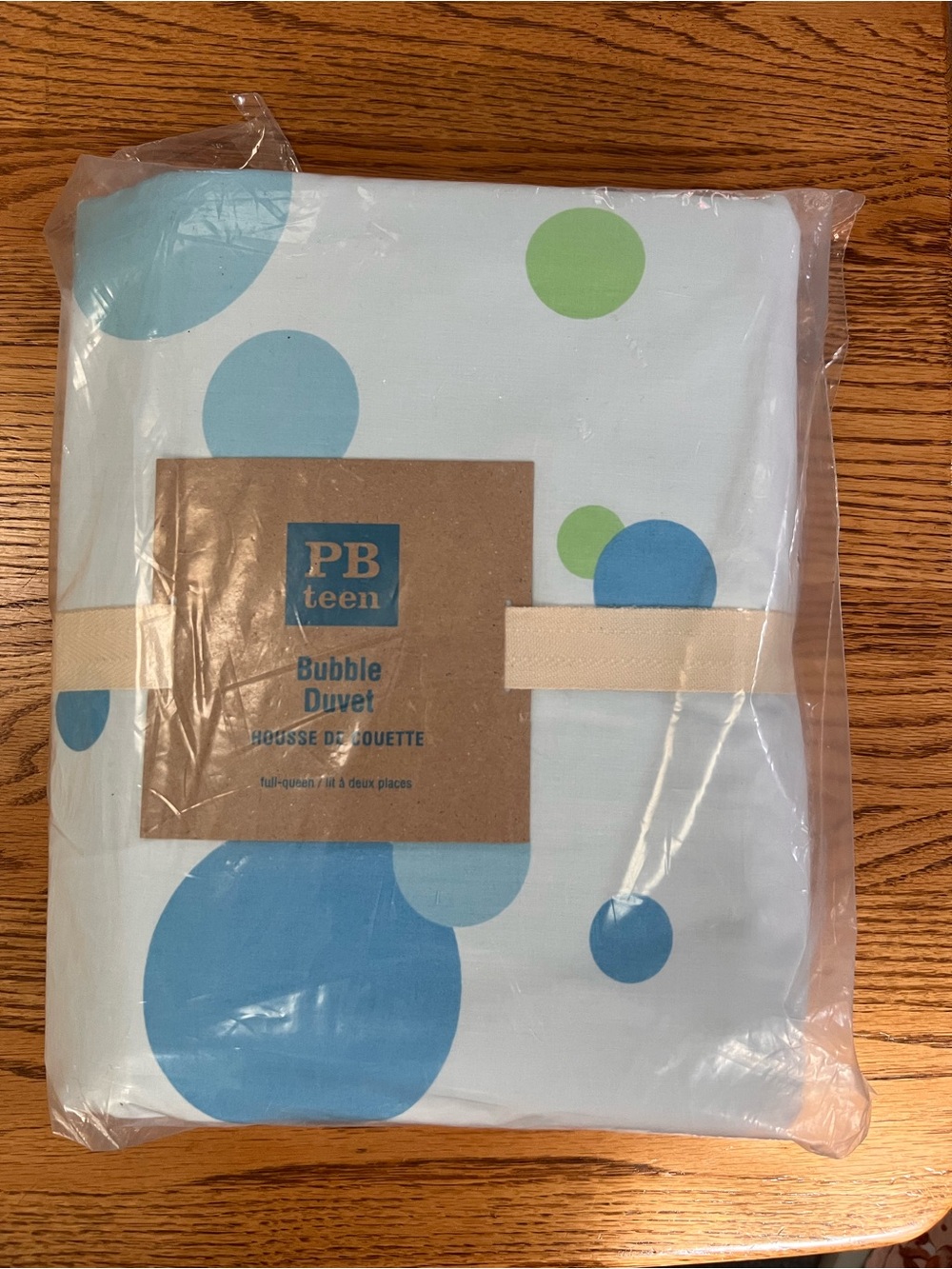 Pottery Barn Kids White Duvet Cover with Blue and Green Dot Print